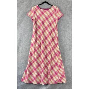 Talbots Pink Plaid Maxi Dress